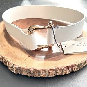 NWT Gabriela Hearst white leather + rose gold buckle Saddle belt size XS